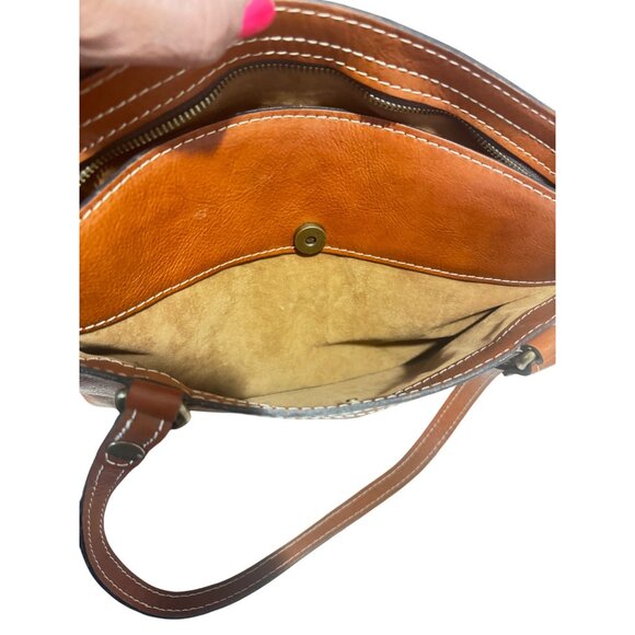 Patricia Nash Leather Poppy Tote Bag Tan Italian-Style Handbag - Picture 6 of 12